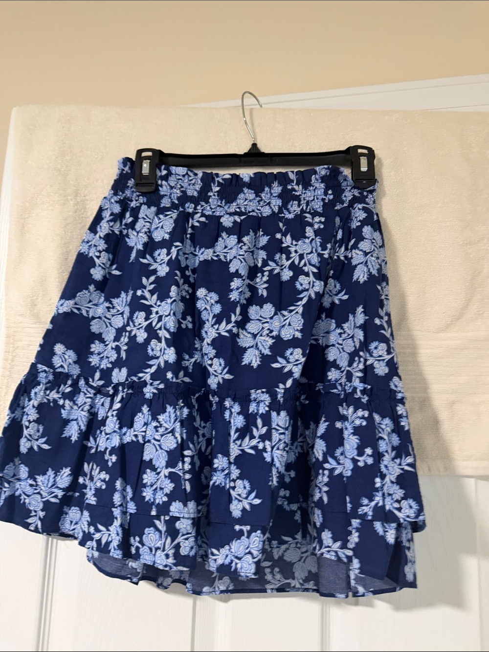 J. Crew Navy Blue Floral Tiered Skirt